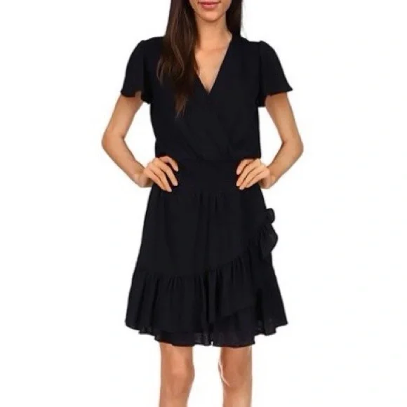 Michael Michael Kors Printed Wrap Dress - Black - Size M Michael Michael Kors Printed Wrap Dress - Black - Size M